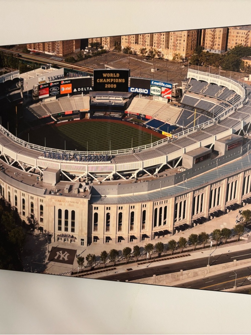 Yankee Stadium Aerial Photo Print - Navy & Cream